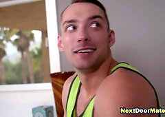 Gay-for-pay boy cheats on gf with ass bandit jock roommate