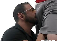 Tattooed nympho hunk fucked in asshole in missionary