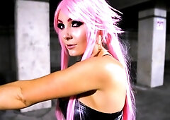 Latex slut solo anal masturbation