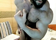 Hairy Roidgutted Man Flexing and Posing Naked