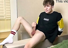 CuteBoy Jerking His Monster Dick/White
