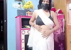 Horny Indian Aunty With Big Tits Changes Saree And Plays With Hairy Pussy, Mature Stepmom Fantasy