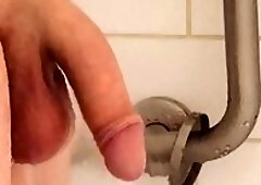Soft To Hard Showering Big Uncut Cock