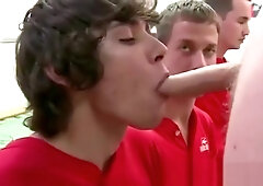 Straight guys suck cock for their initiation