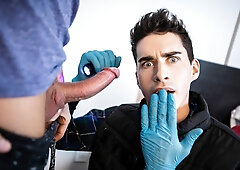 Dude examines that dick for evidence too