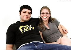 Shy angel sucks a bbc then gets screwed hard as boyfriend watches jealously