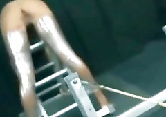 Shooting a sharp cactus at this slave's tight butt hole