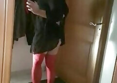 Man in dress and stockings