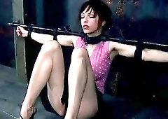 Pretty babe gets dominated and humiliated in sex dungeon BDSM