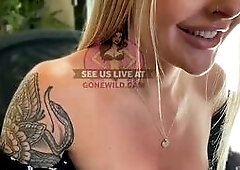 Tattooed Blonde Teases Nude