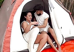 I banged the sexy, large-bootied cutie at the campsite - I pounded the snatch of the sexy, large-bootied babe outdoors and the doxy drank all my cum.