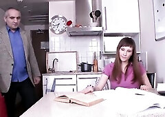 When beauty asked her old teacher for aid, this babe didn't suspect this chab would take his duties so seriously. That guy gave her tons of assig