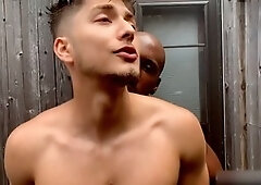 Bi-racial bareback anal action with hot hunks