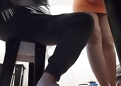 During the time that my teacher is checking my homework next to me, I riskily masturbate beneath the table and cum