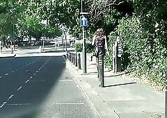 Sexy Crossdresser - Cock flash on a busy road