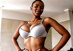 Big Tits Ebony Goddess Blows Producer To Get A Job!