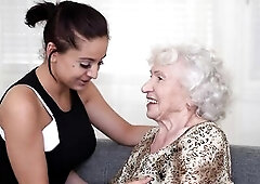 Hit firmly breasted honey having sex with a very nasty granny