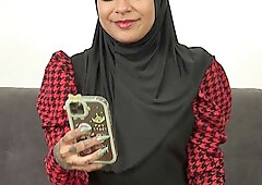 Adorable female in hijab had a lot of fun