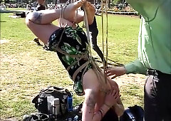 Verified Amateurs In Public Park Shibari: Girl Suspended From Tree Doing A Full Rotation!