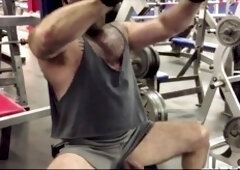 Older gay men, showing dick, gym