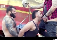 Dad, body builders, uncut dicks