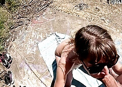Experience the ultimate outdoor screw! AlmaSol goes completely wild on a breathtaking nudist sea cliff. Underneath the open sky with waves crashing un