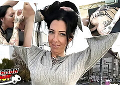 Inked German Cougar Sara Deluxe with Big Ass First Time Casting Fuck after Pi...