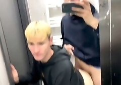 Nice guys share a passionate kiss and have wild sex in a café bathroom