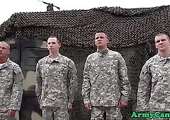 Military hunks in gas masks fuck and suck