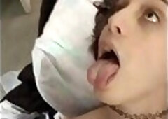 Teen femboy gets cum shot from huge uncut cock