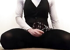 Sissy cosplaying as Makoto Niijima edges for u during the time that having a sex toy up her booty.