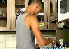 Kyler Moss takes a spin on Robbies cock in the kitchen