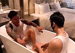 Chinese beauty gives an amazing blowjob and handjob