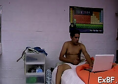 Faggot youngster strokes his lollipop