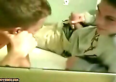 Str8 boy get sucked by gay mate big cock