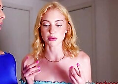 Gorgeous large breasts mother I'd like to fuck Cherie Deville joined teen lesbian babes Chloe Cherry and Milana Ricci in carnal snatch licking pr