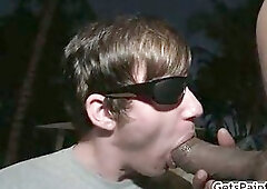 Clayton sucks massive black cock