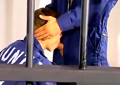 Horny inmates cant resist to fuck and suck dicks in jail