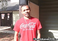 First-timer ebony amateur takes a hard interracial pounding and gets a messy facial