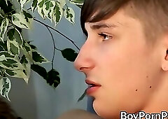 Young sensual gay Kevin Ateah ass drilled in wild threesome