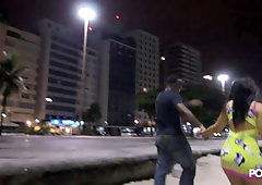 Smiley Latina picked up on Beach for BIG BLACK PENIS