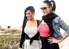 Sarah got horny, went out with a friend and found guys for a casual fuck session