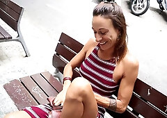 Famous Spanish pornstar rides her fan hard on the bed after a surprise street meet