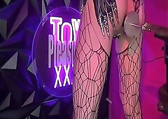 sissy gold and fishnet post