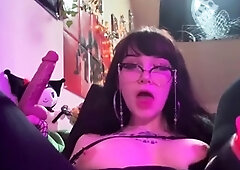 Big boobs camgirl rides her toy on webcam
