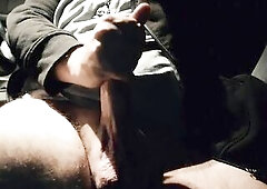 Wanking my large ramrod on the side of the road in the car