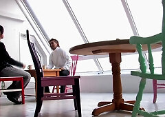 Adorable Japanese maid moans while a bunch of dudes pound her