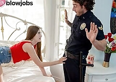 OnlyTeenBlowjob - Tiny Blond Sucks The Officer's WANG For Noise Complaint