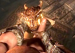 Argonian and Dovahkiin want to chill after their adventure