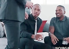 White hunk fucking his black gay best men in threesome